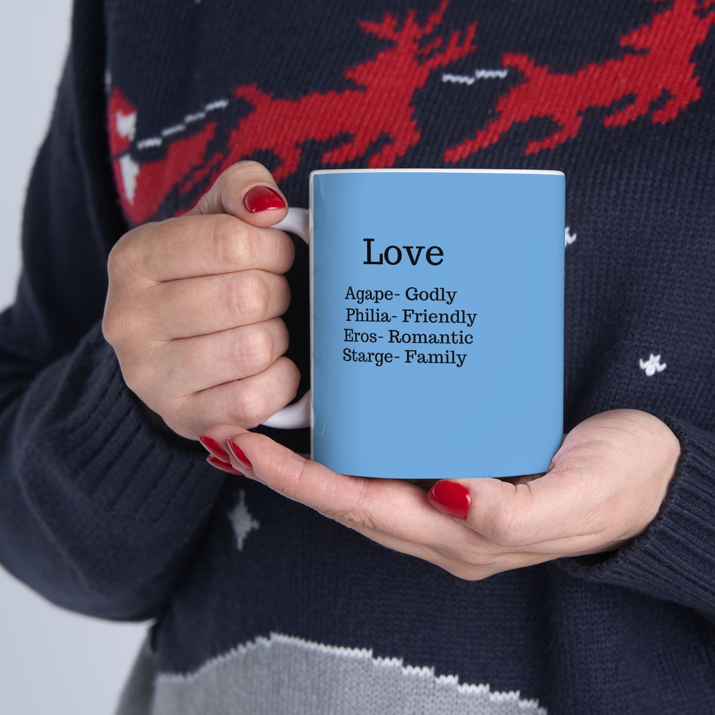 The "Ancient Wisdom" Love Definition Mug – A Sincere Start to Your Day (11oz, 15oz)(Light blue)