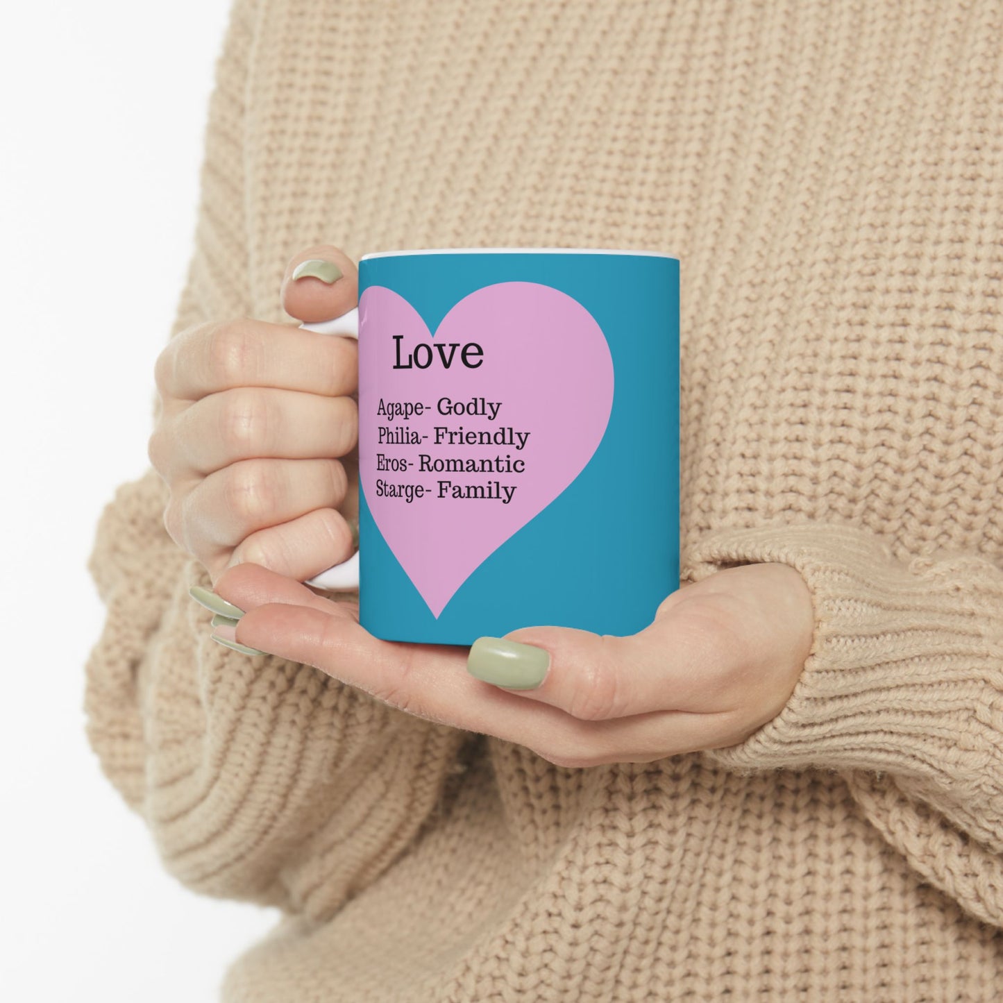 The "Language of Love" Ceramic Mug – A Sincere Start to Your Day (11oz, 15oz)(Turquoise)
