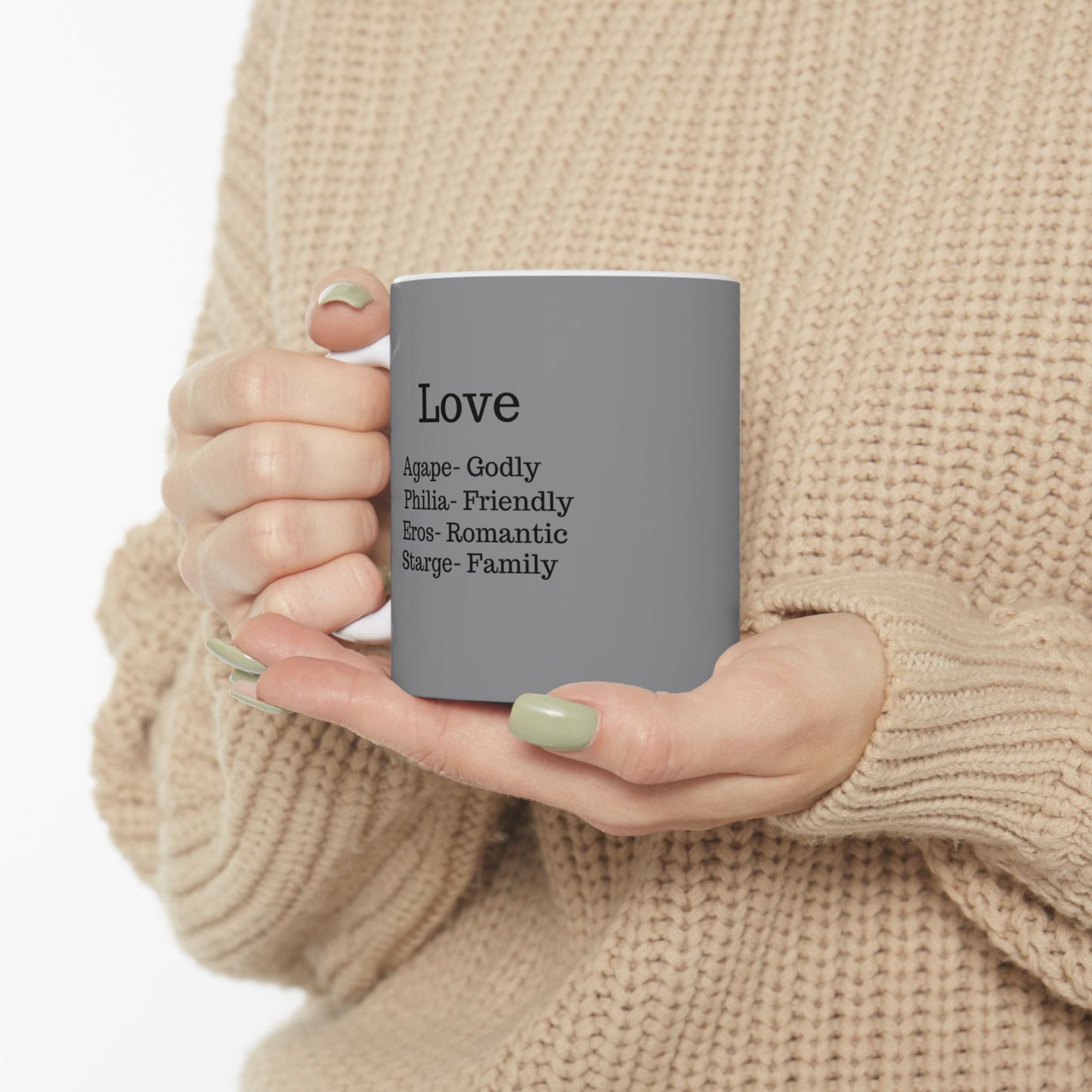 The "Ancient Wisdom" Love Definition Mug – A Sincere Start to Your Day (11oz, 15oz)(Grey)