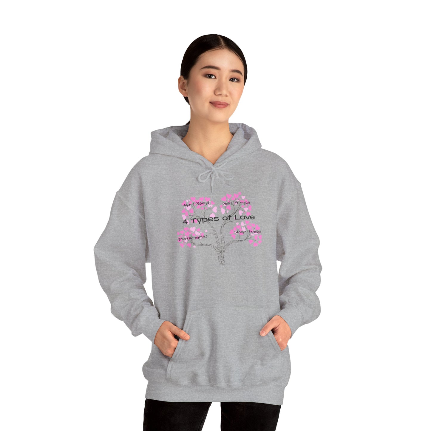 The "Language of Love" Aesthetic Hoodie – Soft Pink Heart Graphic