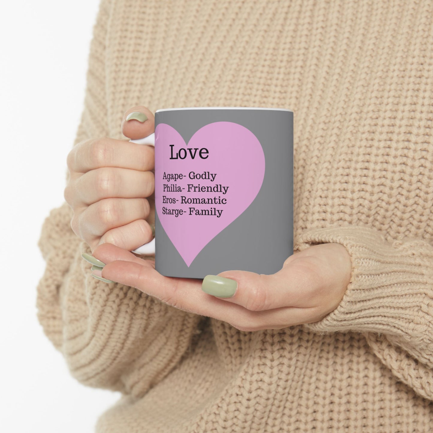 The "Language of Love" Ceramic Mug – A Sincere Start to Your Day (11oz, 15oz)(Grey)