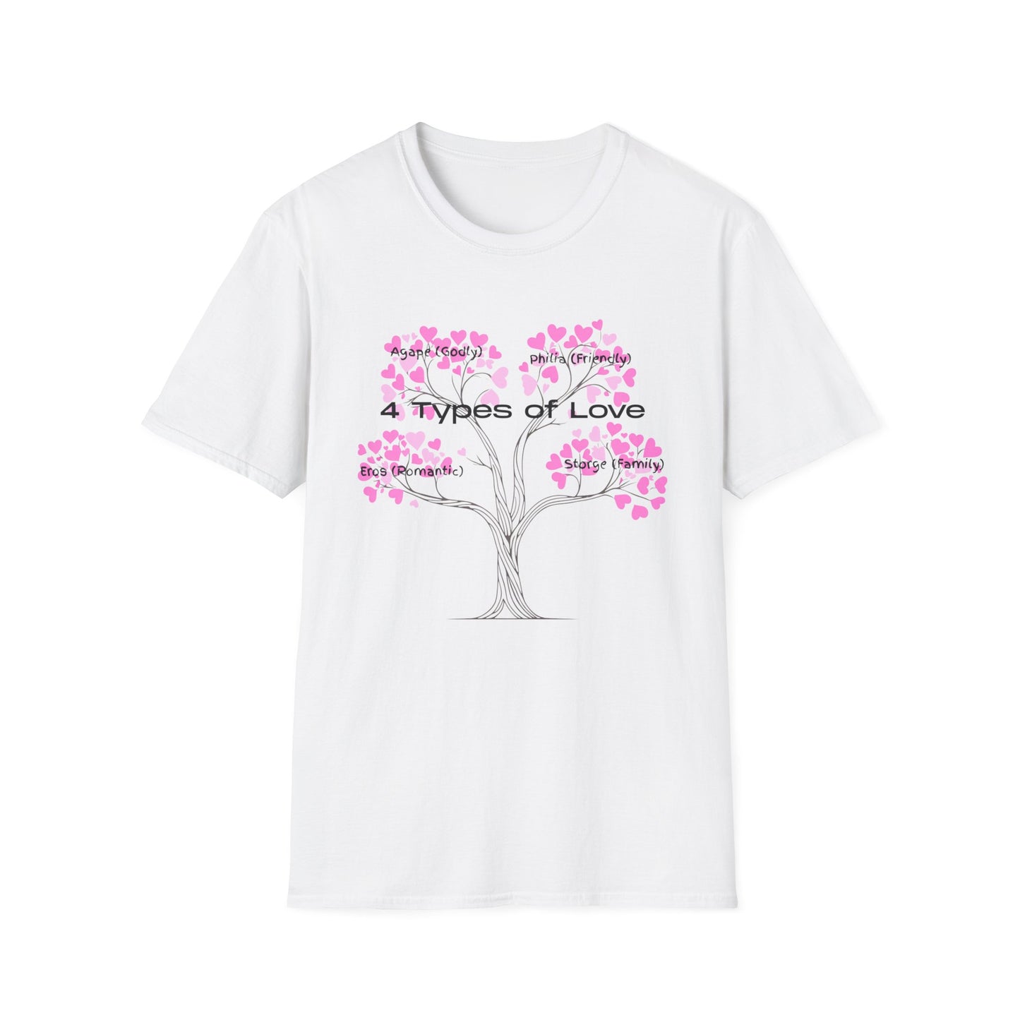 Aesthetic Greek Love Typography Shirt – Softstyle Pink Heart Graphic Tee