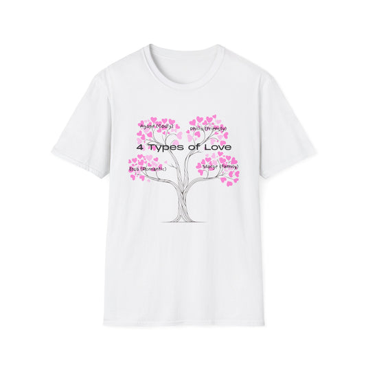 Aesthetic Greek Love Typography Shirt – Softstyle Pink Heart Graphic Tee