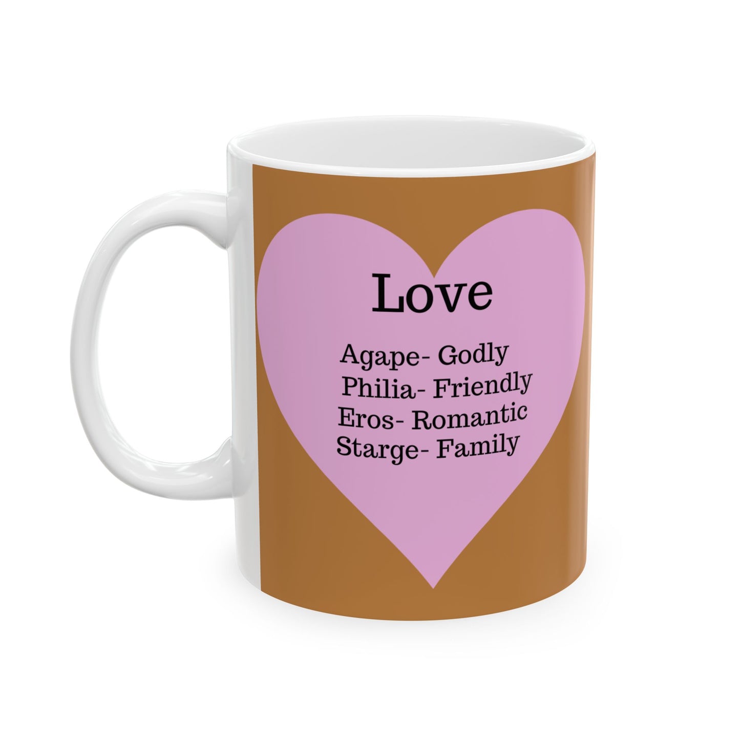 The "Language of Love" Ceramic Mug – A Sincere Start to Your Day (11oz, 15oz)(Light brown)