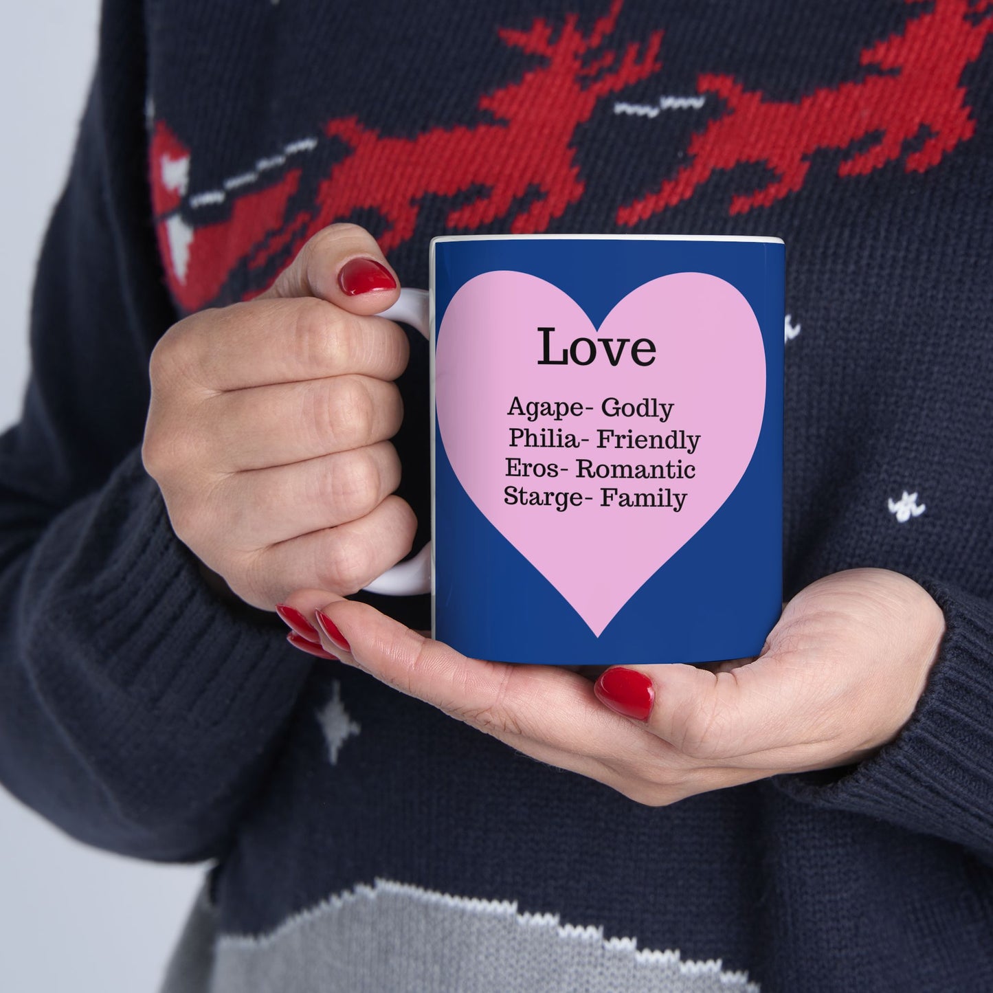The "Language of Love" Ceramic Mug – A Sincere Start to Your Day (11oz, 15oz)(Dark blue)