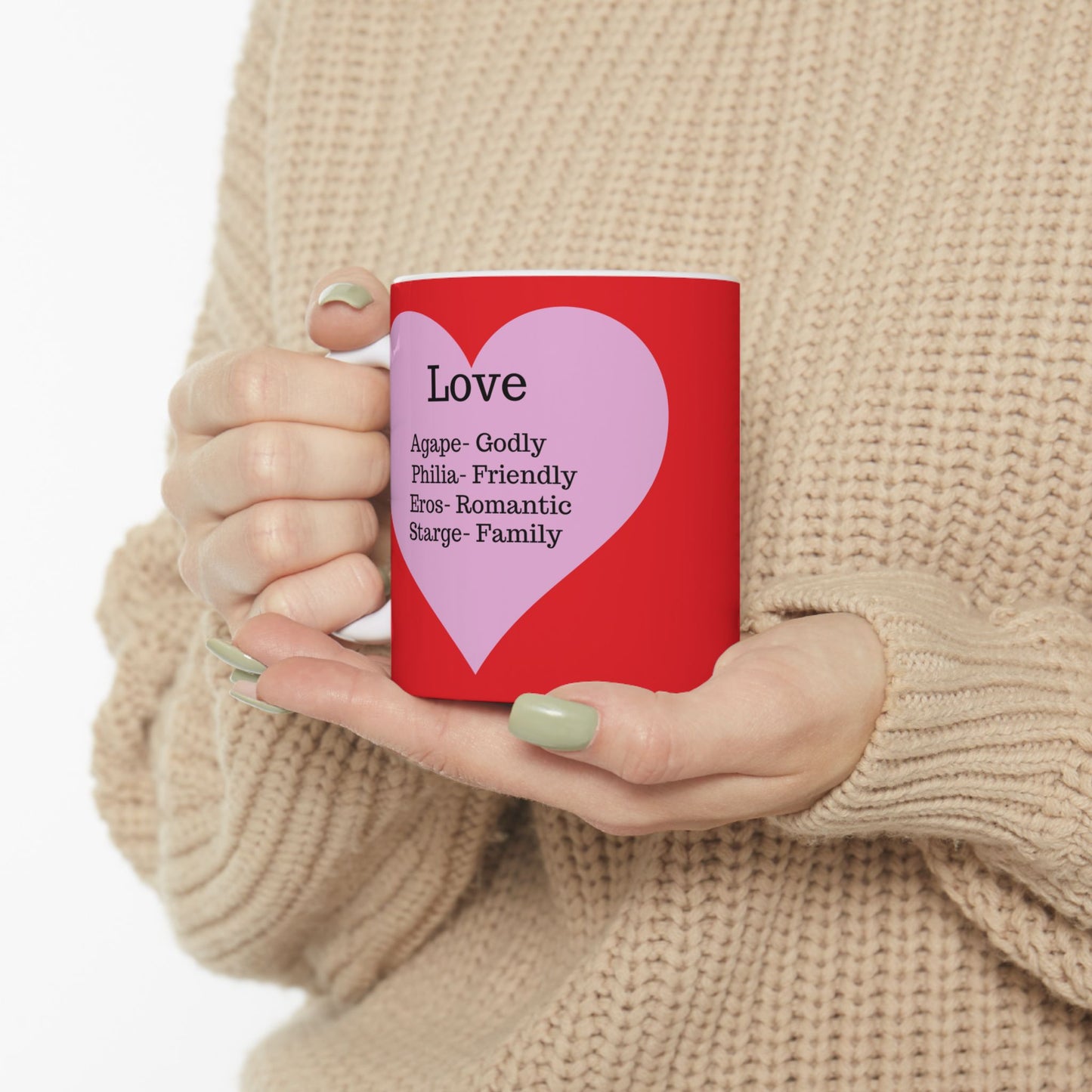 The "Language of Love" Ceramic Mug – A Sincere Start to Your Day (11oz, 15oz)(Red)