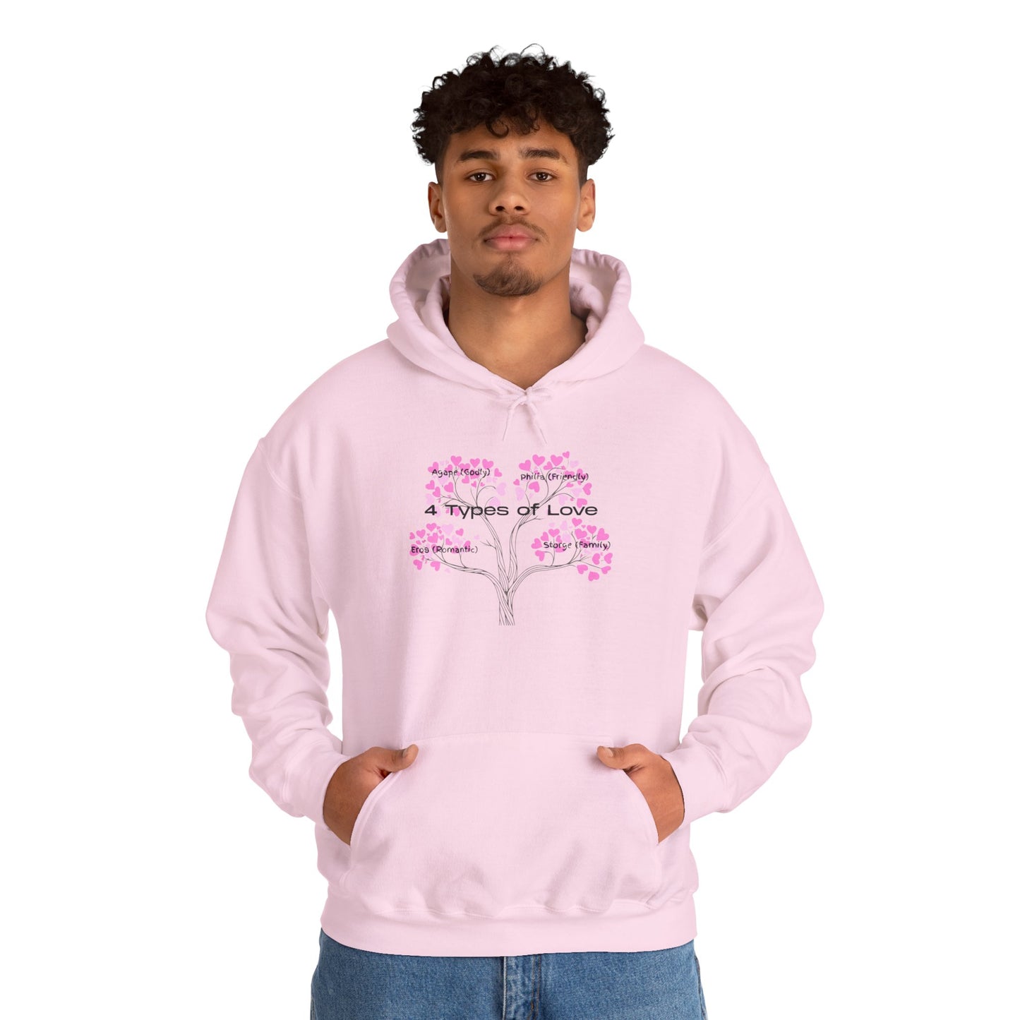 The "Language of Love" Aesthetic Hoodie – Soft Pink Heart Graphic