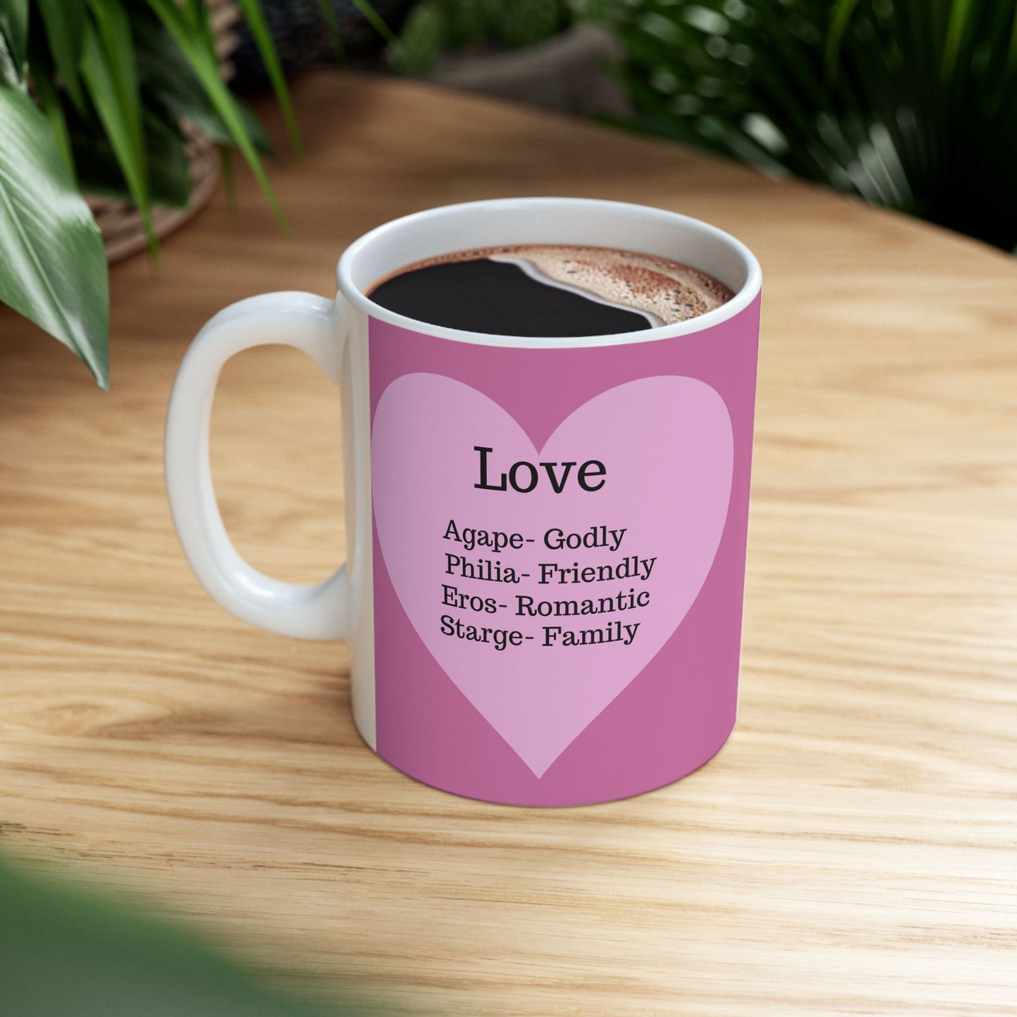 The "Language of Love" Ceramic Mug – A Sincere Start to Your Day (11oz, 15oz)(Light pink)