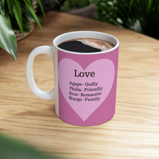 The "Language of Love" Ceramic Mug – A Sincere Start to Your Day (11oz, 15oz)(Light pink)