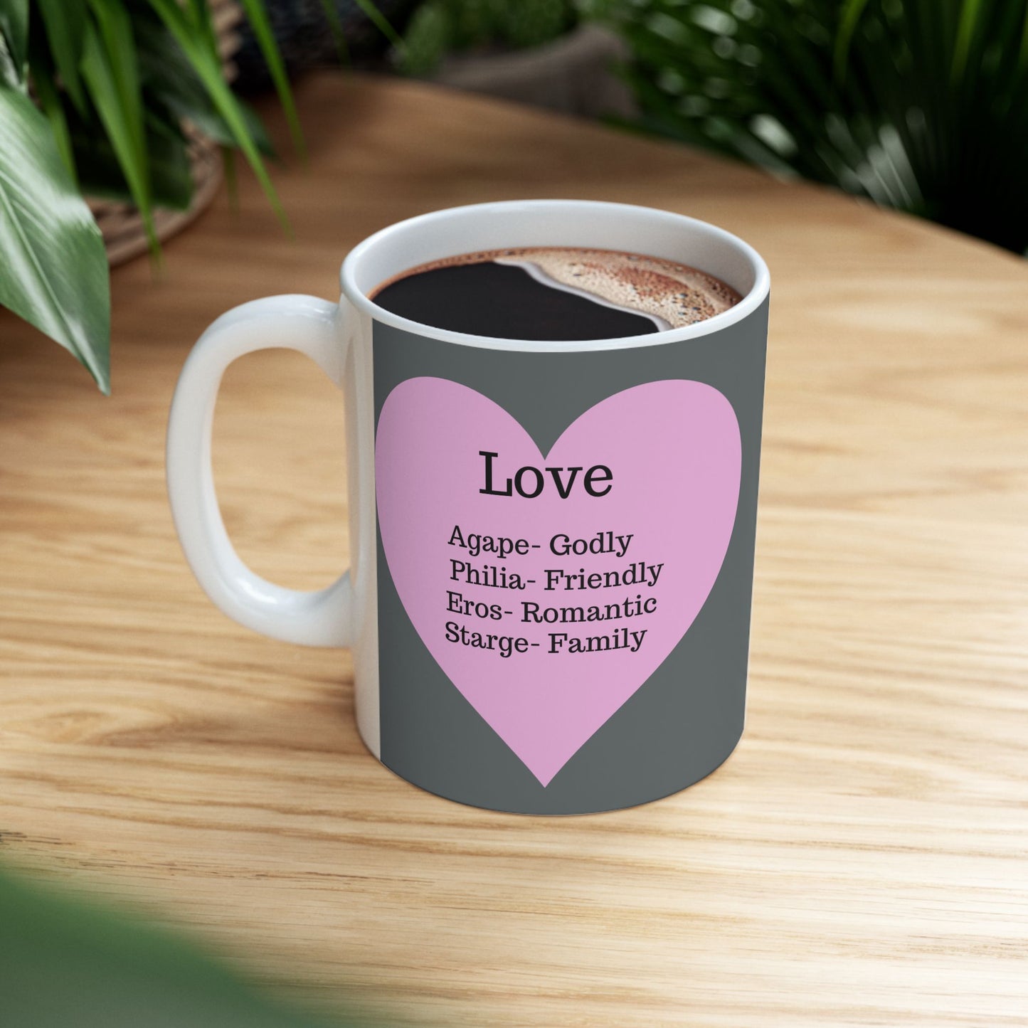 The "Language of Love" Ceramic Mug – A Sincere Start to Your Day (11oz, 15oz)(Dark grey)