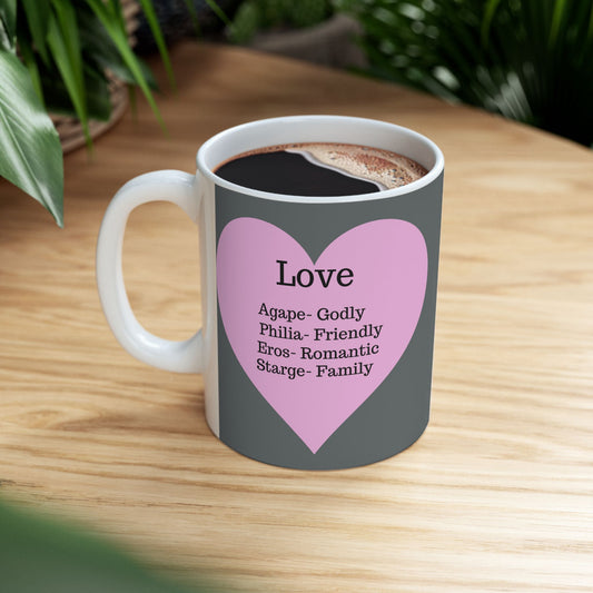 The "Language of Love" Ceramic Mug – A Sincere Start to Your Day (11oz, 15oz)(Dark grey)