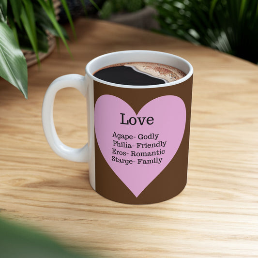 The "Language of Love" Ceramic Mug – A Sincere Start to Your Day (11oz, 15oz)(Brown)