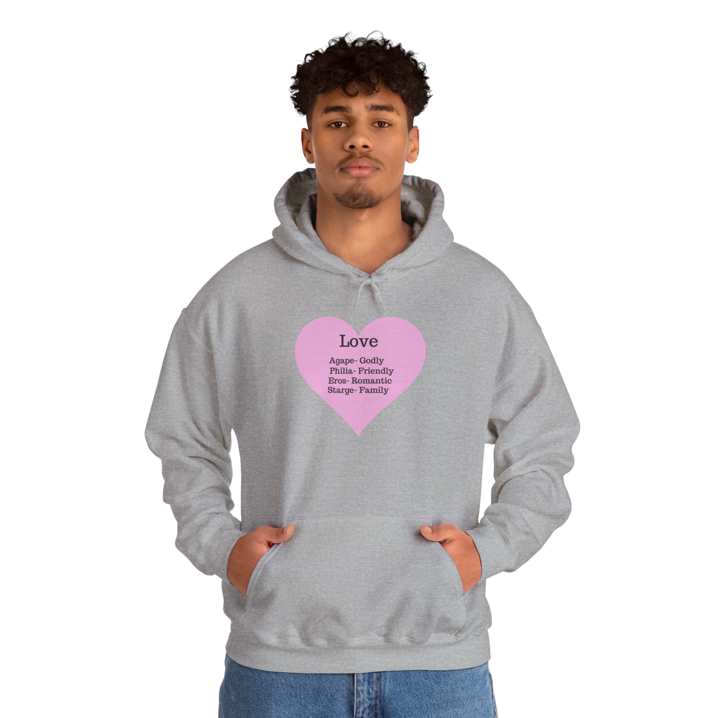 Minimalist "Love" Definition Hoodie – Pastel Pink Graphic Streetwear