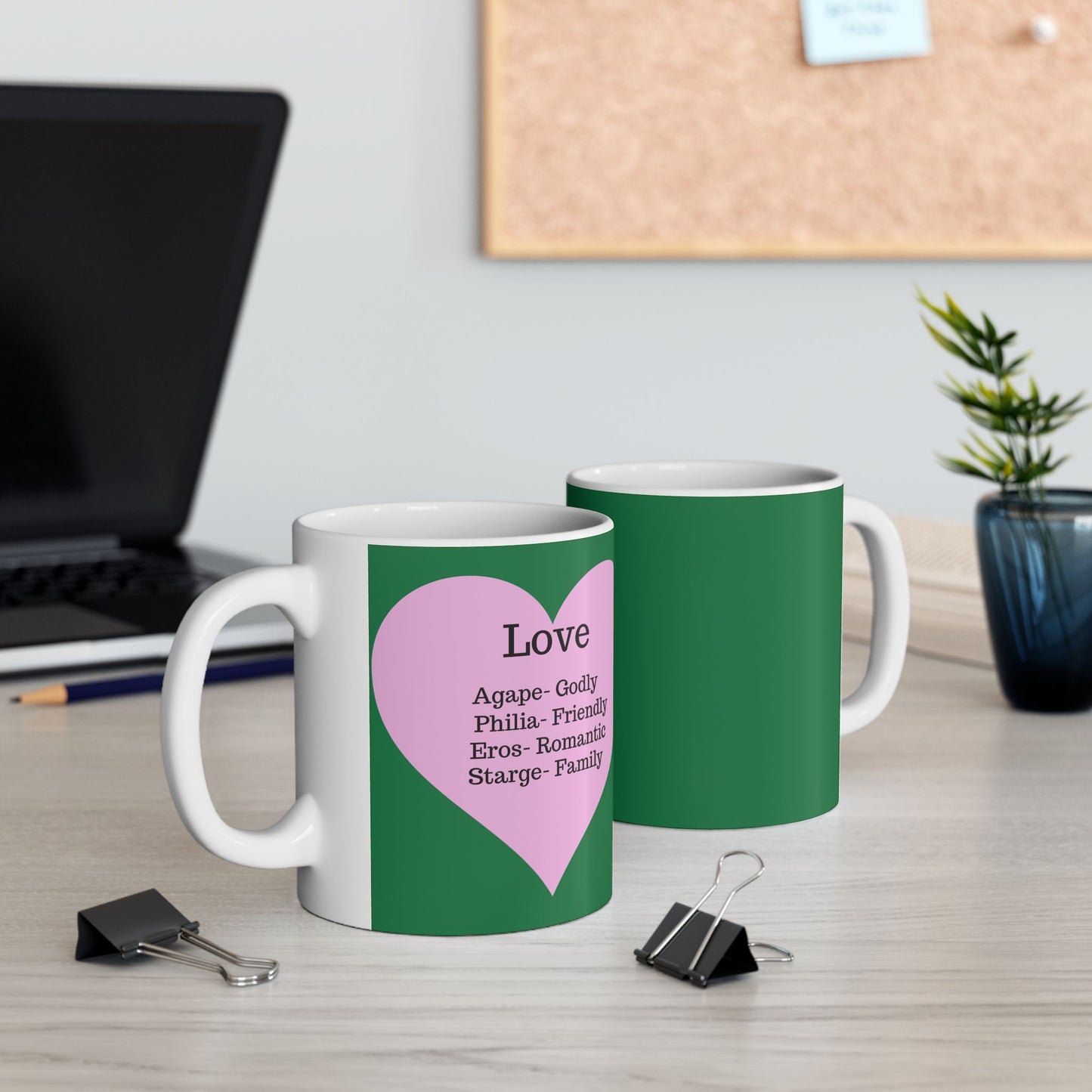 The "Language of Love" Ceramic Mug – A Sincere Start to Your Day (11oz, 15oz)(Dark green)