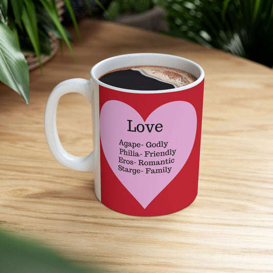 The "Language of Love" Ceramic Mug – A Sincere Start to Your Day (11oz, 15oz)(Dark red)