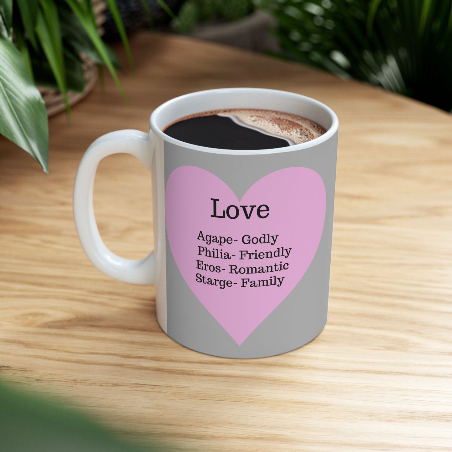 The "Language of Love" Ceramic Mug – A Sincere Start to Your Day (11oz, 15oz)(Light grey)