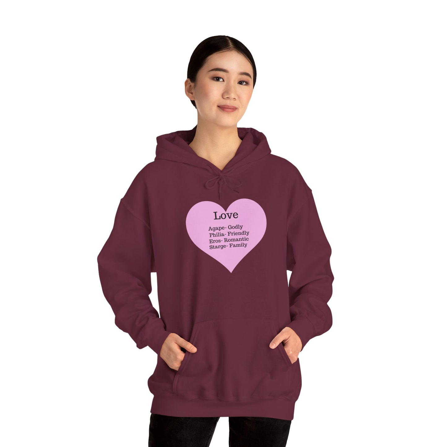 Minimalist "Love" Definition Hoodie – Pastel Pink Graphic Streetwear