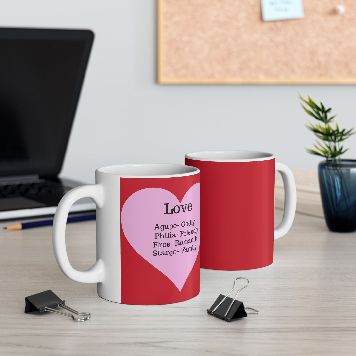 The "Language of Love" Ceramic Mug – A Sincere Start to Your Day (11oz, 15oz)(Dark red)