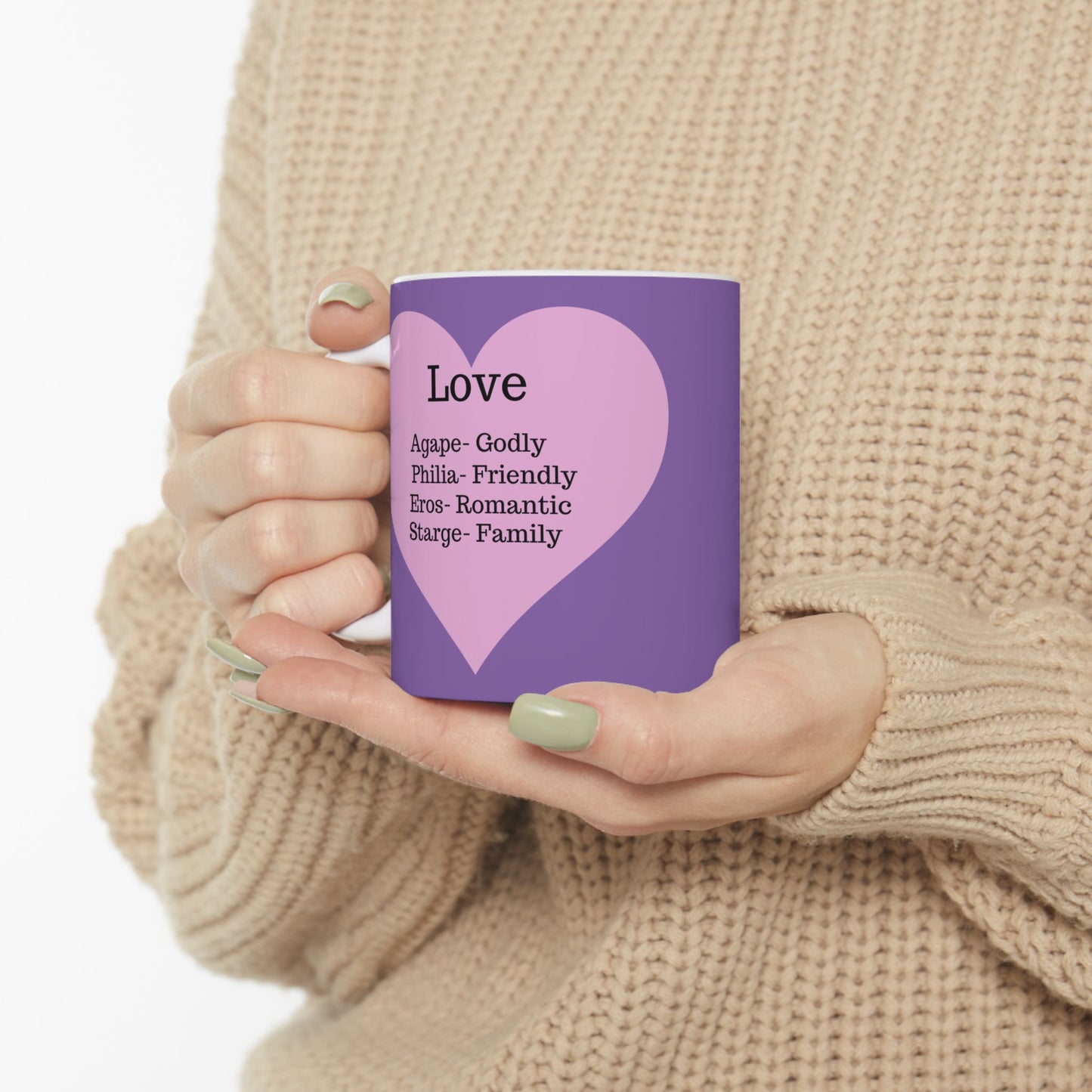 The "Language of Love" Ceramic Mug – A Sincere Start to Your Day (11oz, 15oz)(Light purple)