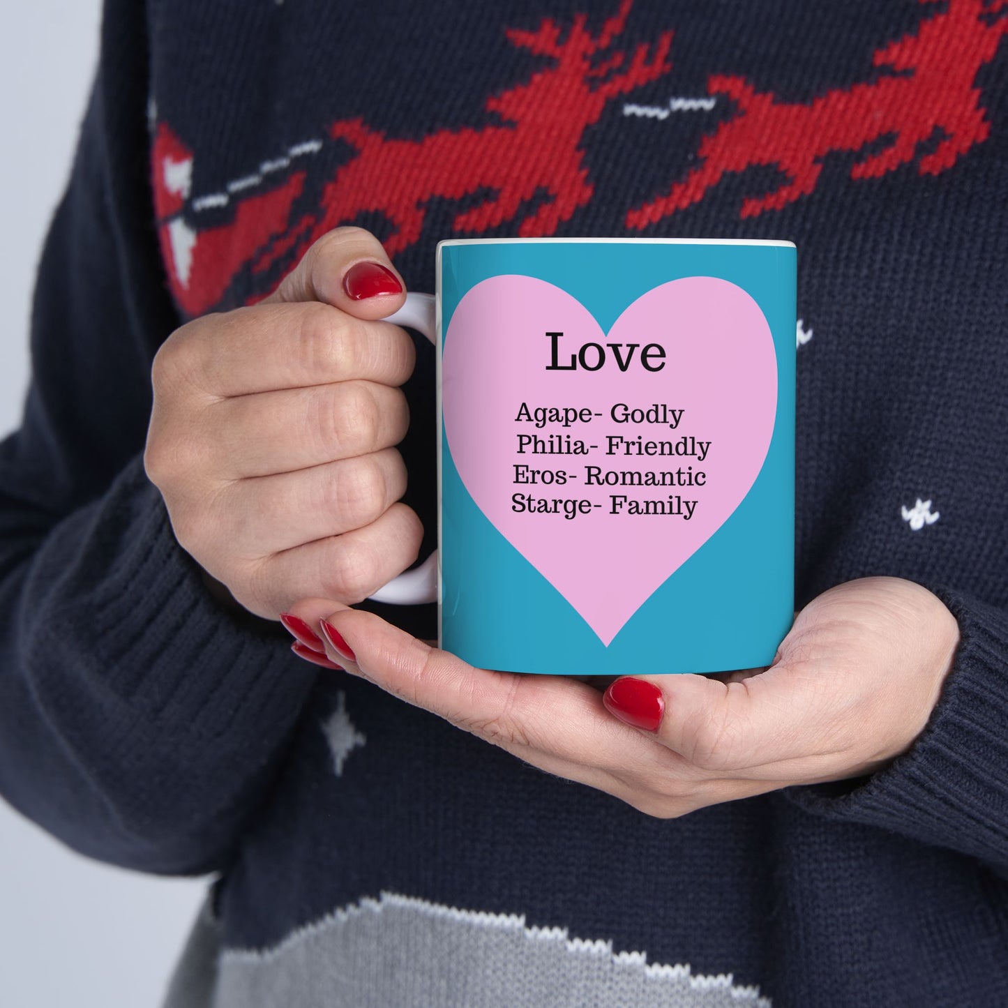 The "Language of Love" Ceramic Mug – A Sincere Start to Your Day (11oz, 15oz)(Turquoise)