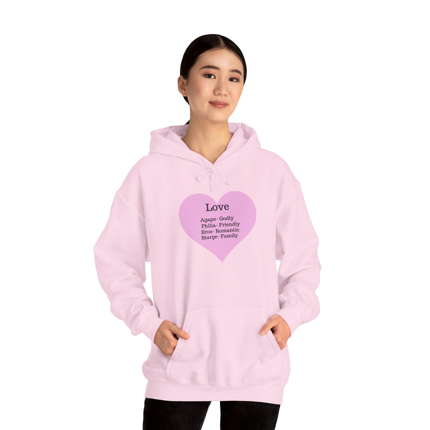 Minimalist "Love" Definition Hoodie – Pastel Pink Graphic Streetwear