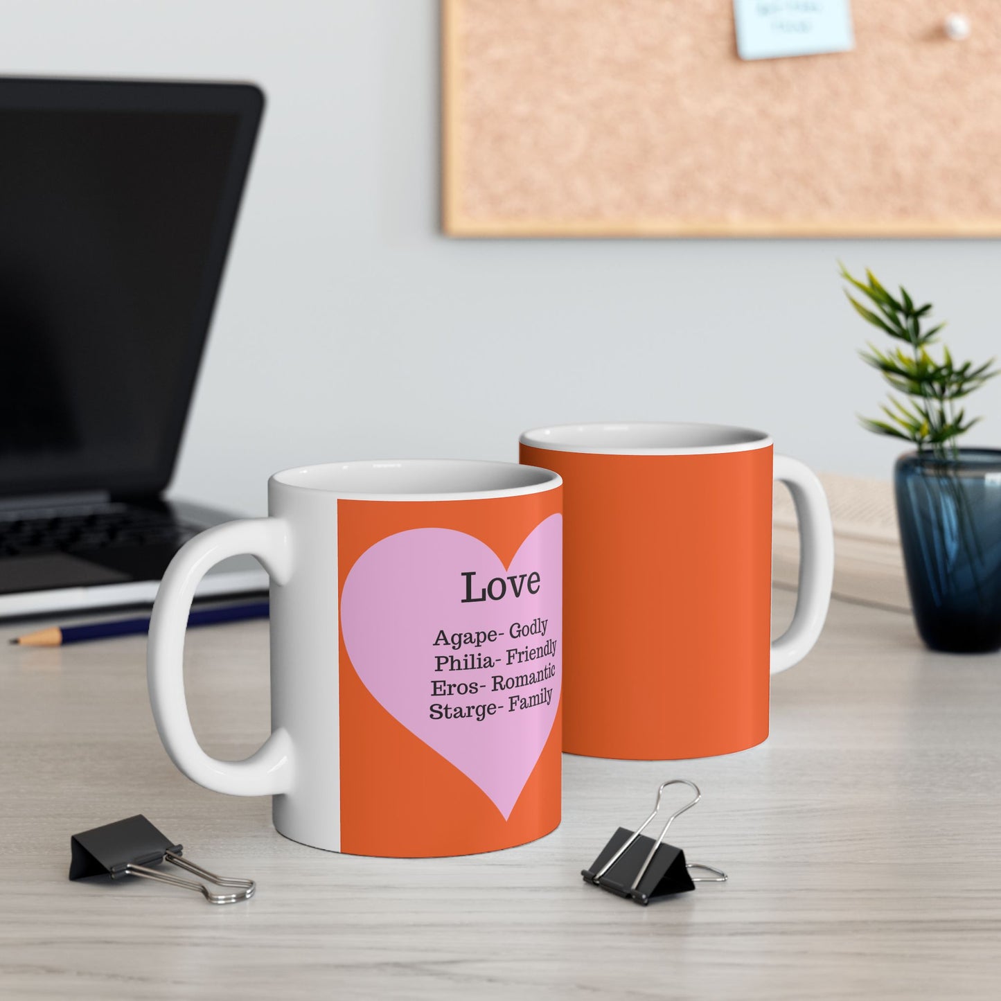 The "Language of Love" Ceramic Mug – A Sincere Start to Your Day (11oz, 15oz)(Orange)