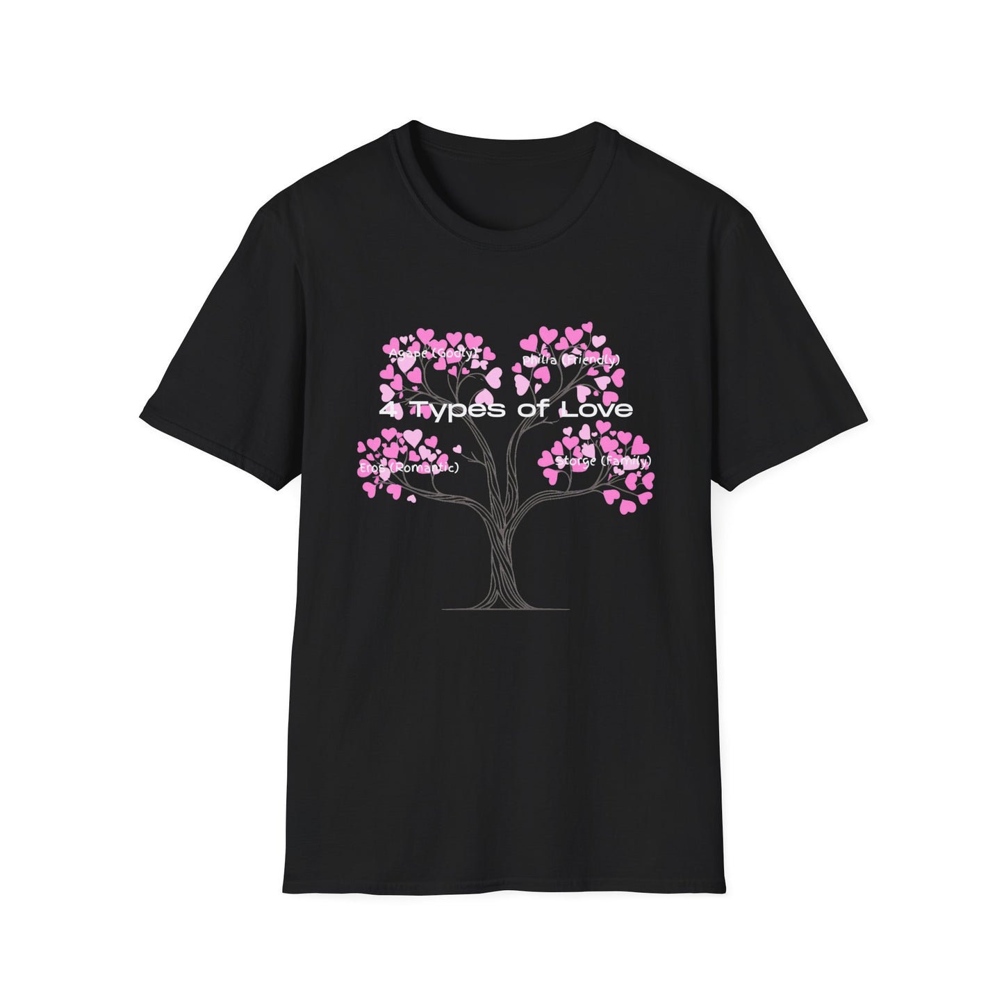Aesthetic Greek Love Typography Shirt – Softstyle Pink Heart Graphic Tee