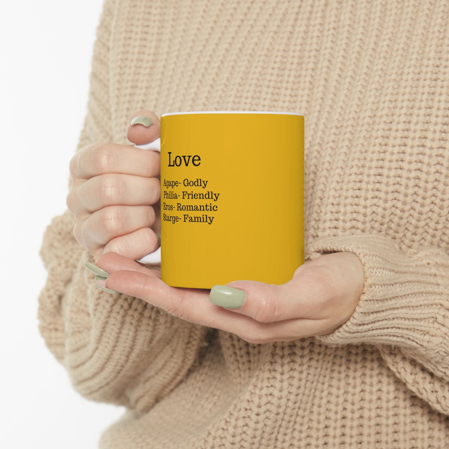 The "Ancient Wisdom" Love Definition Mug – A Sincere Start to Your Day (11oz, 15oz)(Yellow)