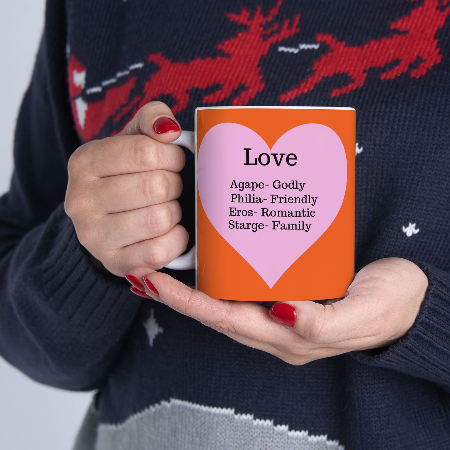 The "Language of Love" Ceramic Mug – A Sincere Start to Your Day (11oz, 15oz)(Orange)