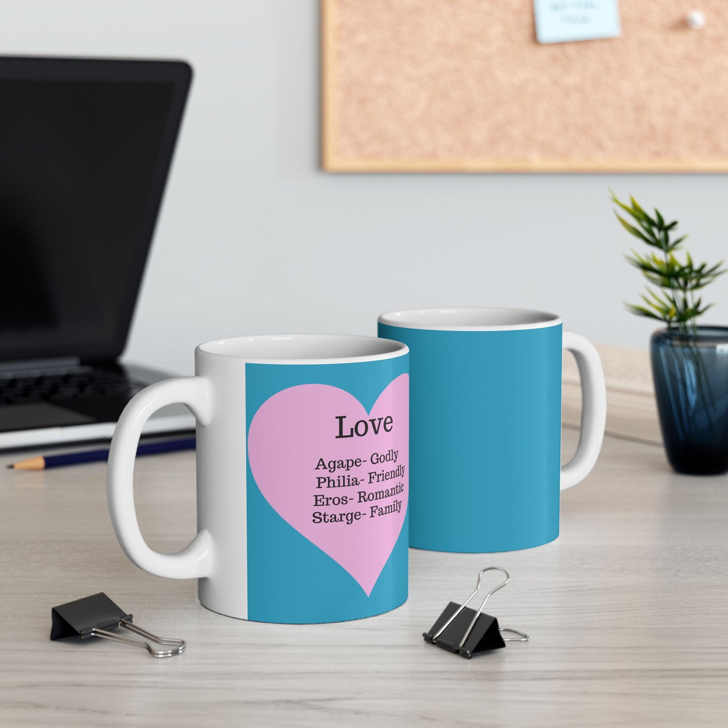 The "Language of Love" Ceramic Mug – A Sincere Start to Your Day (11oz, 15oz)(Turquoise)