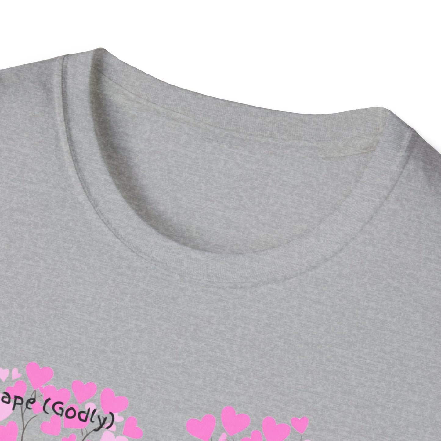 Aesthetic Greek Love Typography Shirt – Softstyle Pink Heart Graphic Tee