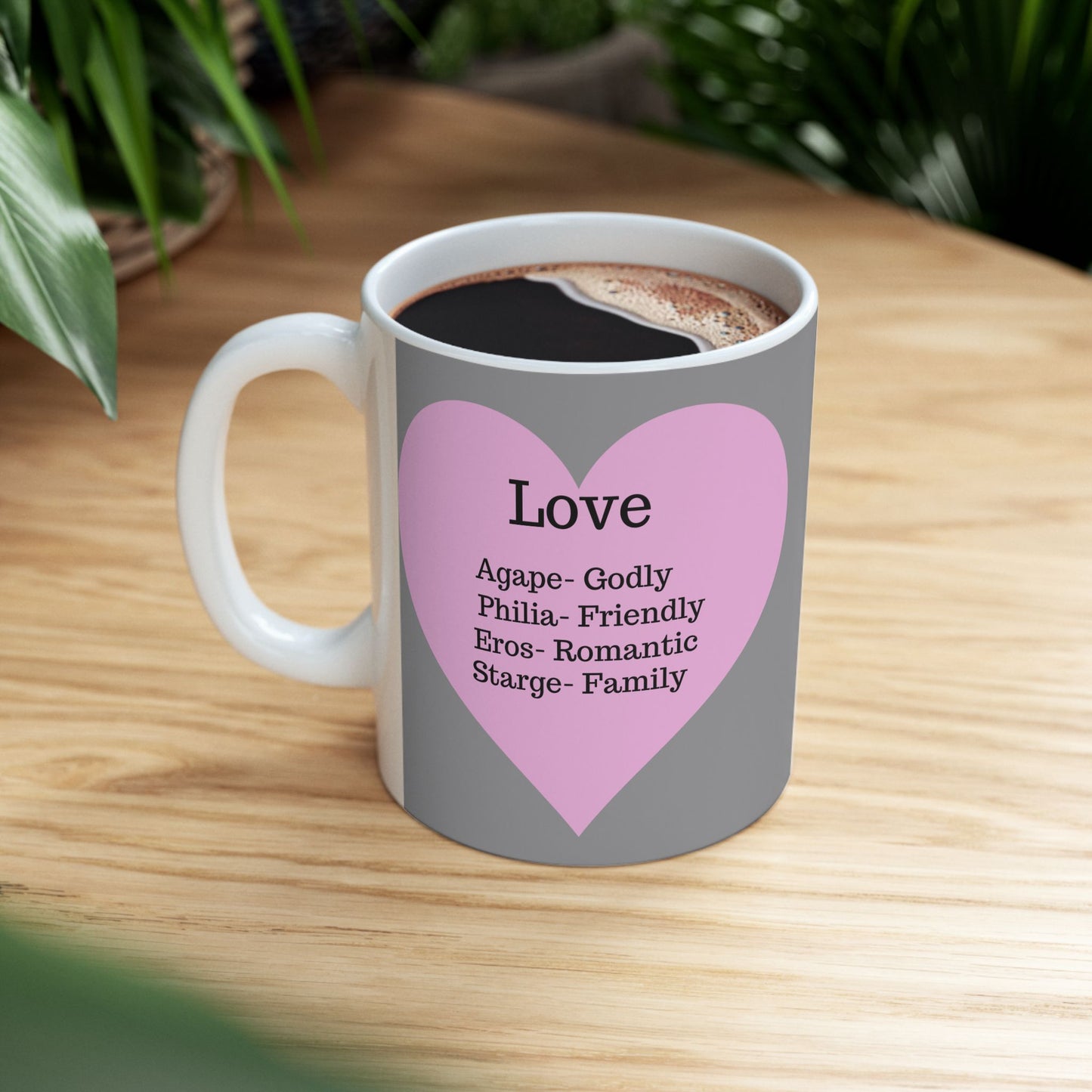 The "Language of Love" Ceramic Mug – A Sincere Start to Your Day (11oz, 15oz)(Grey)