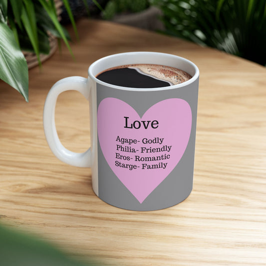 The "Language of Love" Ceramic Mug – A Sincere Start to Your Day (11oz, 15oz)(Grey)