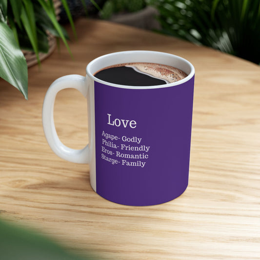 The "Ancient Wisdom" Love Definition Mug – A Sincere Start to Your Day (11oz, 15oz)(Purple)