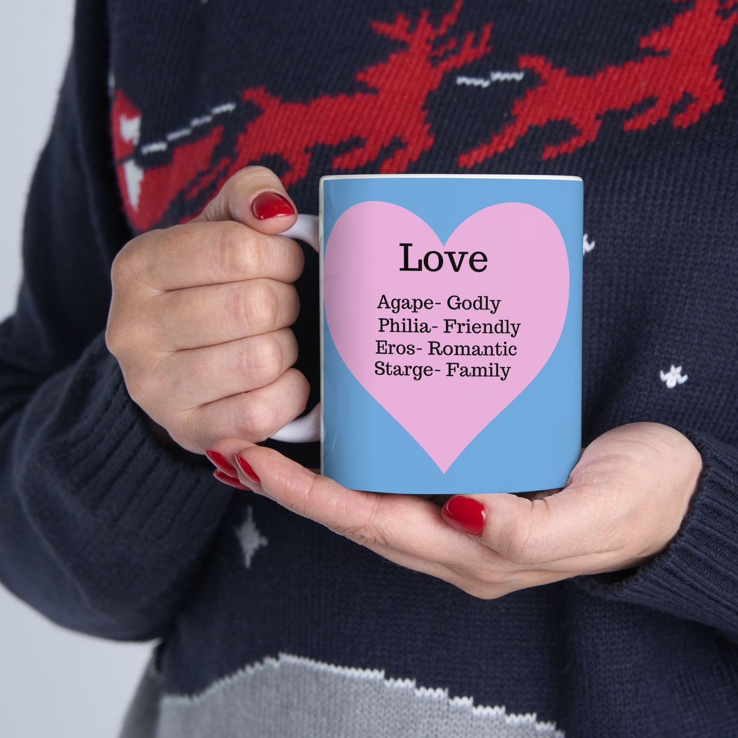 The "Language of Love" Ceramic Mug – A Sincere Start to Your Day (11oz, 15oz)(Light blue)