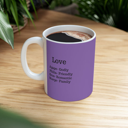 The "Ancient Wisdom" Love Definition Mug – A Sincere Start to Your Day (11oz, 15oz)(Light purple)
