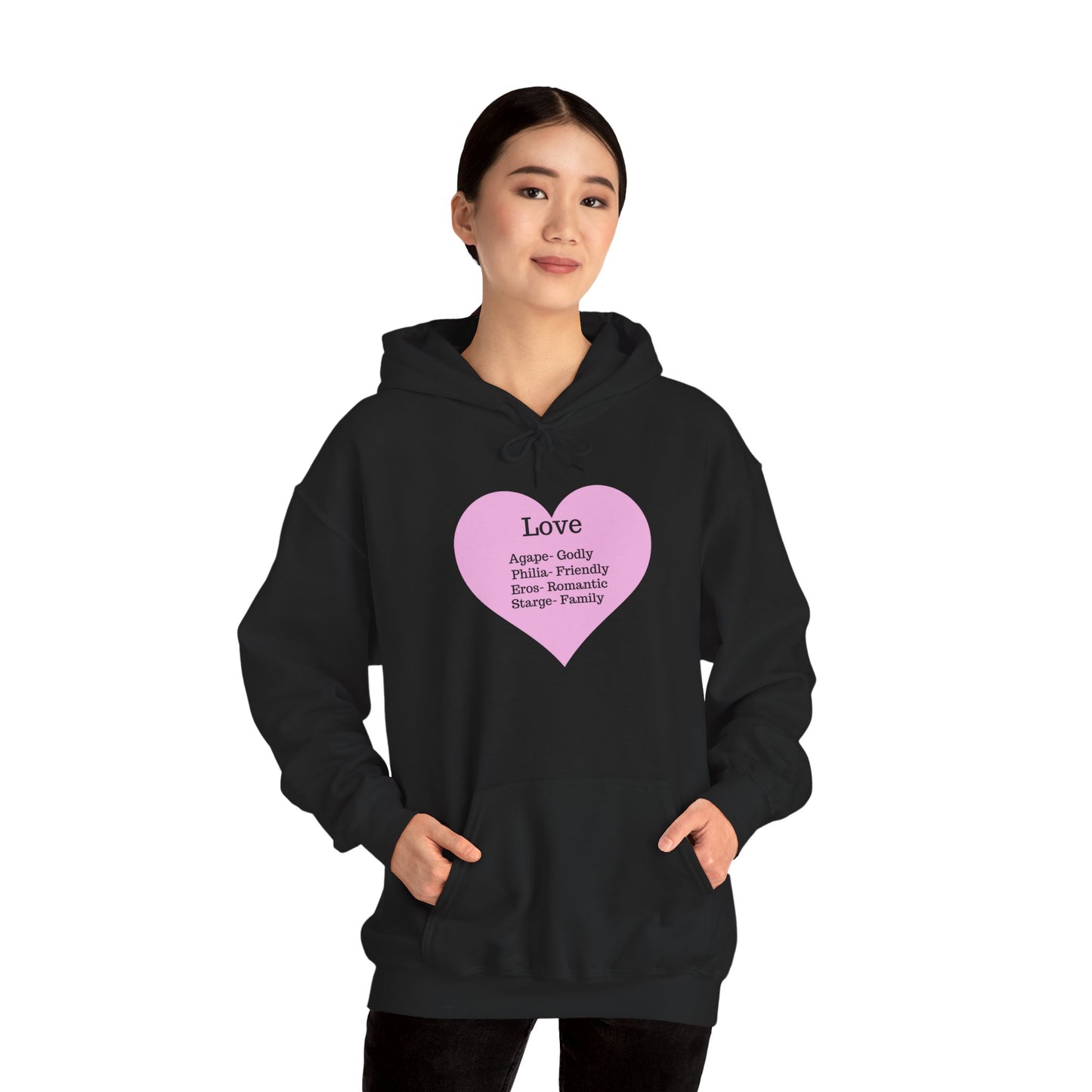 Minimalist "Love" Definition Hoodie – Pastel Pink Graphic Streetwear