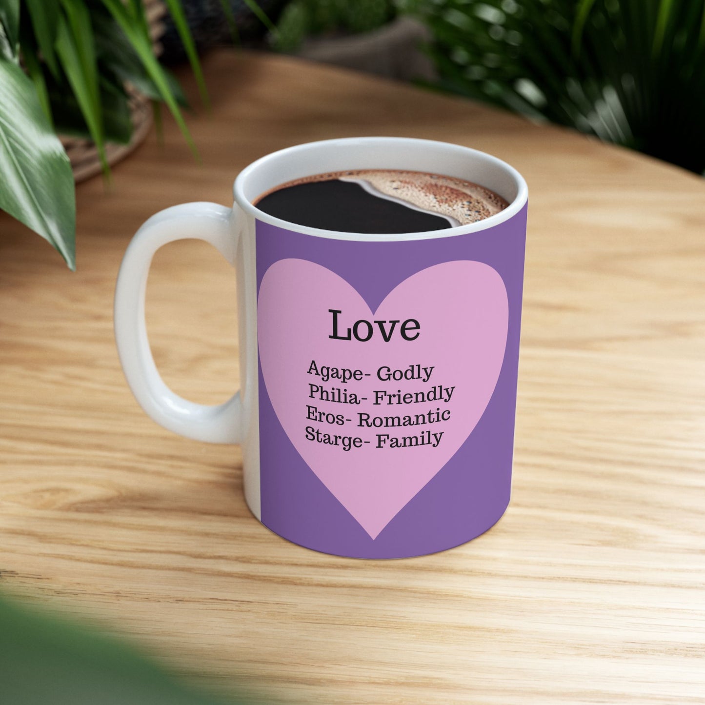 The "Language of Love" Ceramic Mug – A Sincere Start to Your Day (11oz, 15oz)(Light purple)