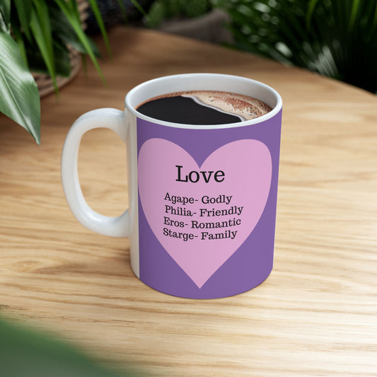 The "Language of Love" Ceramic Mug – A Sincere Start to Your Day (11oz, 15oz)(Light purple)