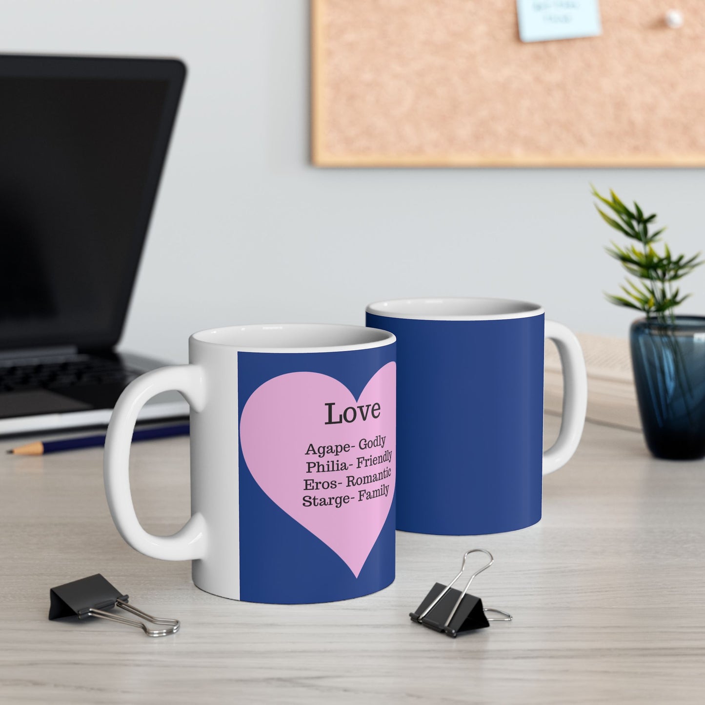 The "Language of Love" Ceramic Mug – A Sincere Start to Your Day (11oz, 15oz)(Dark blue)