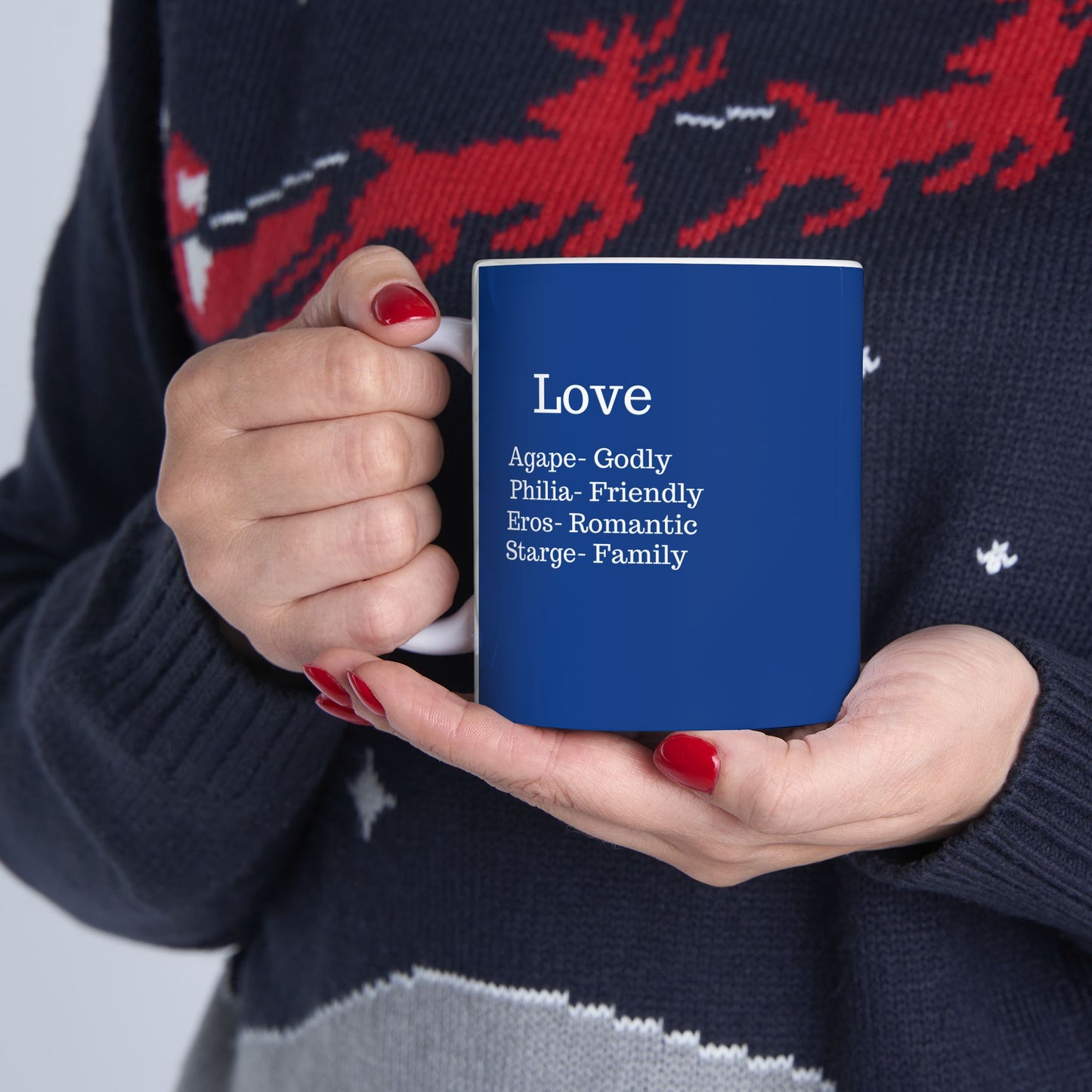 The "Ancient Wisdom" Love Definition Mug – A Sincere Start to Your Day (11oz, 15oz)(Dark blue)