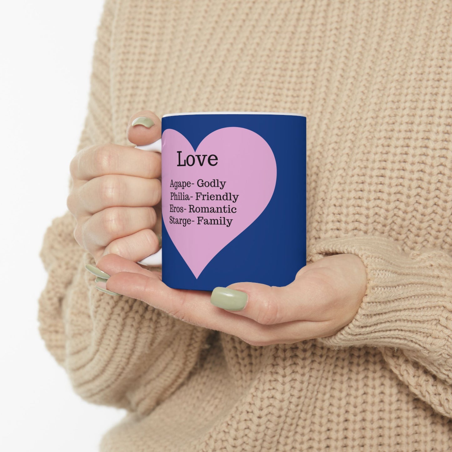 The "Language of Love" Ceramic Mug – A Sincere Start to Your Day (11oz, 15oz)(Dark blue)