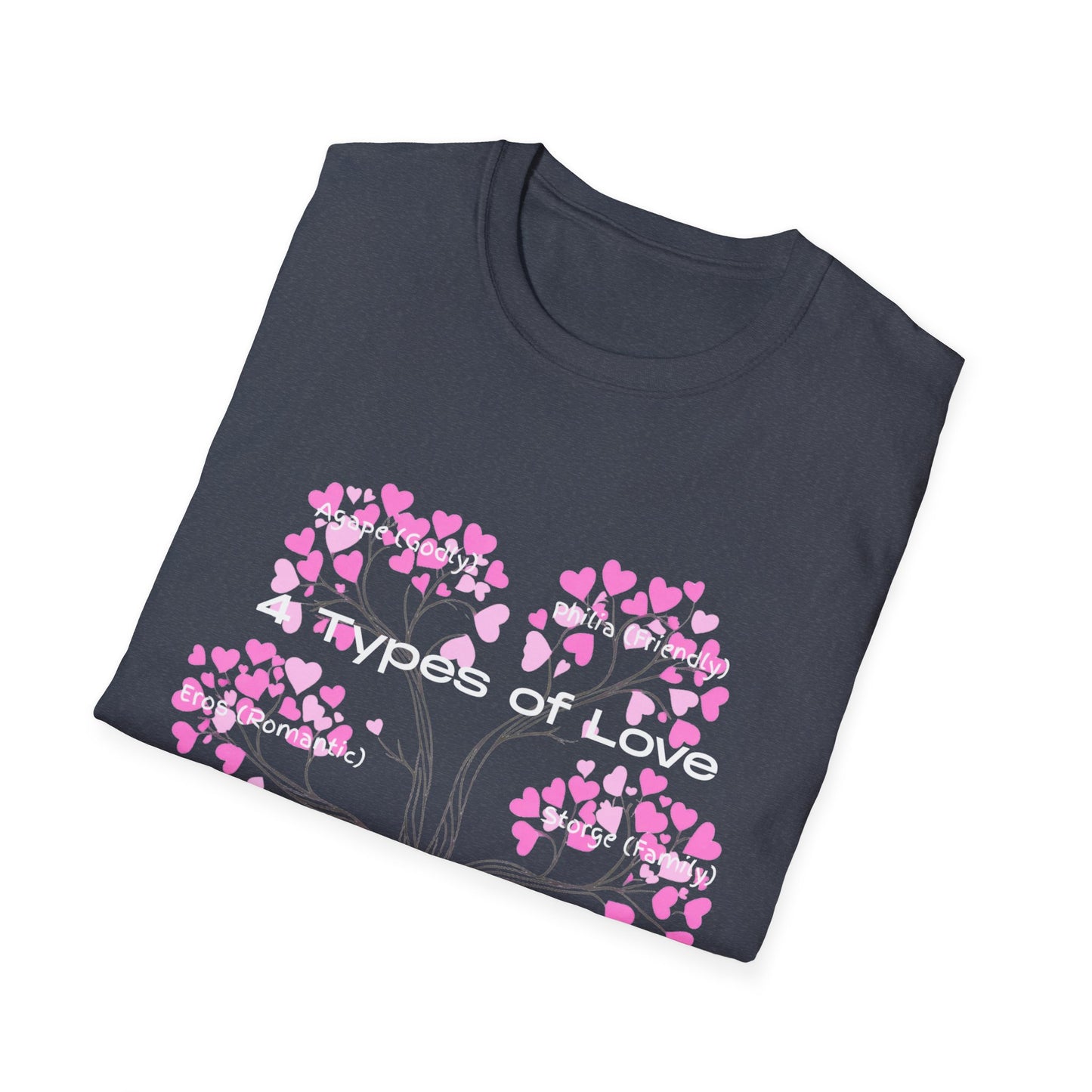 Aesthetic Greek Love Typography Shirt – Softstyle Pink Heart Graphic Tee