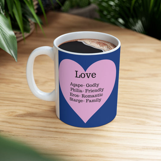 The "Language of Love" Ceramic Mug – A Sincere Start to Your Day (11oz, 15oz)(Dark blue)