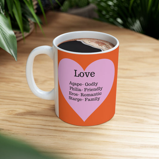 The "Language of Love" Ceramic Mug – A Sincere Start to Your Day (11oz, 15oz)(Orange)
