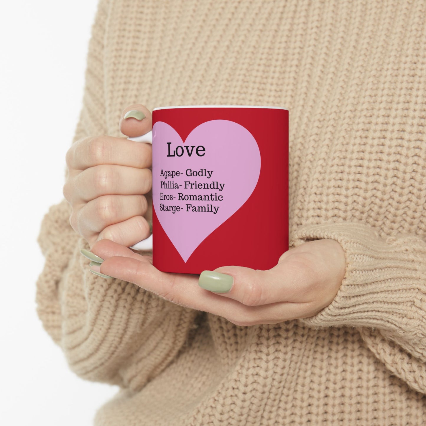 The "Language of Love" Ceramic Mug – A Sincere Start to Your Day (11oz, 15oz)(Dark red)