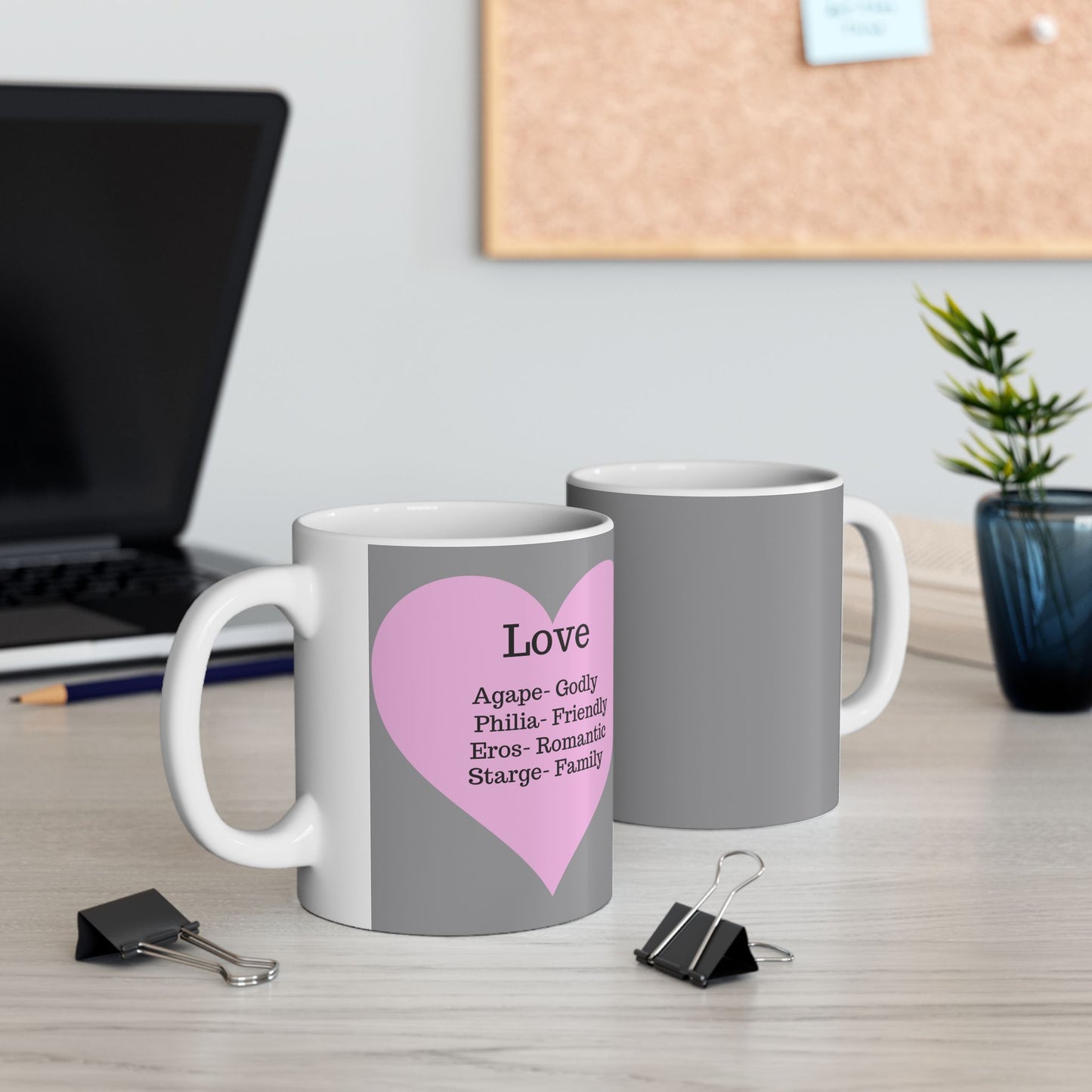 The "Language of Love" Ceramic Mug – A Sincere Start to Your Day (11oz, 15oz)(Grey)