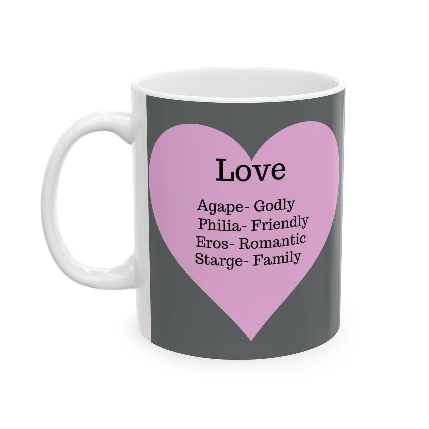 The "Language of Love" Ceramic Mug – A Sincere Start to Your Day (11oz, 15oz)(Dark grey)