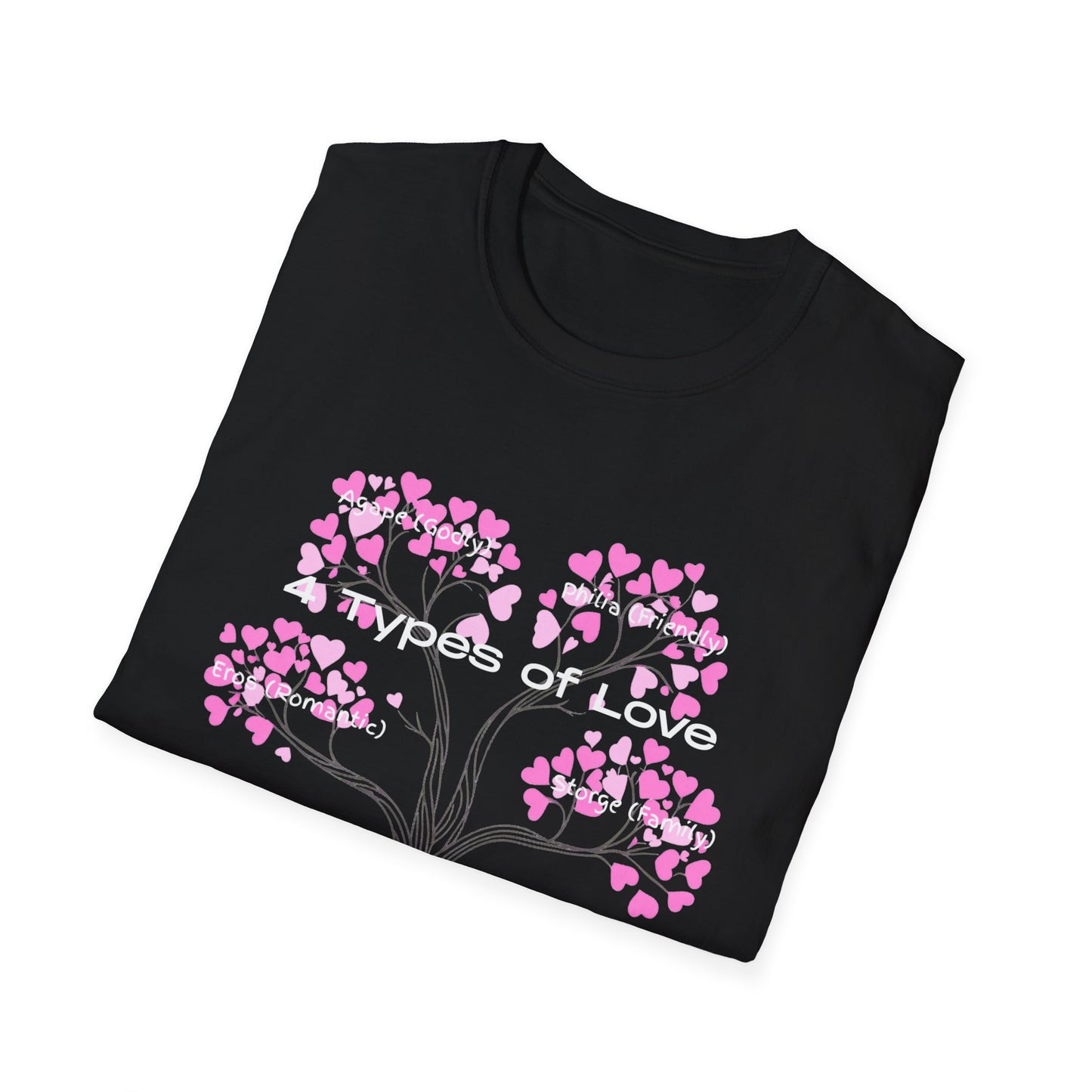 Aesthetic Greek Love Typography Shirt – Softstyle Pink Heart Graphic Tee