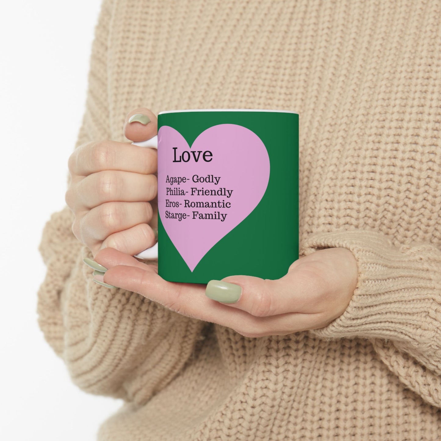 The "Language of Love" Ceramic Mug – A Sincere Start to Your Day (11oz, 15oz)(Dark green)